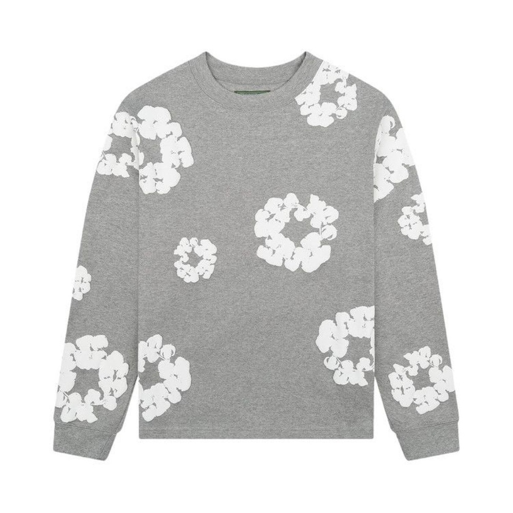 Denim Tears Cotton Wreath LS Tee Grey FW24 Size L NWT